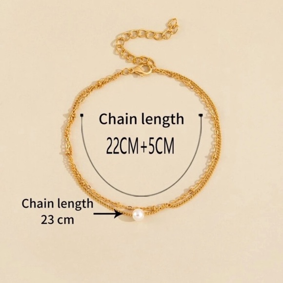 Only 2 left ❤️ HP ❤️ Layered Dainty gold and pearl ankle bracelet 🥰 - Picture 2 of 4